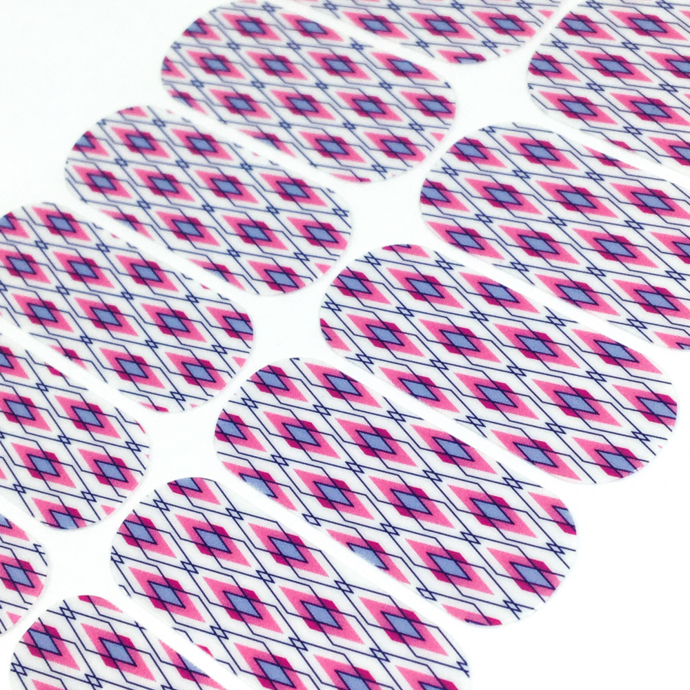 Jamberry Pink & Blue Diamonds Nail Wraps, HE, Full